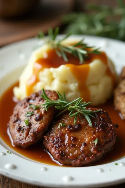 Savory chicken liver dish garnished with parsley